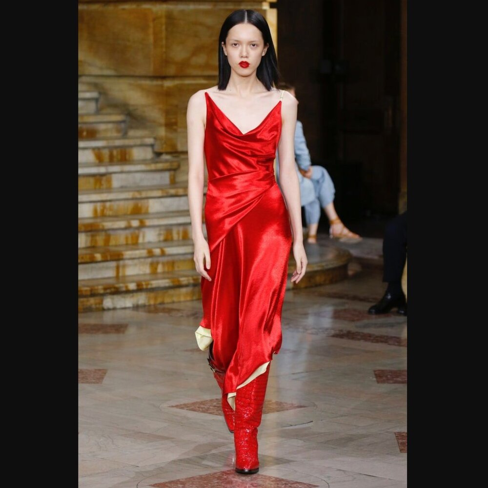 Auc Sies Marjan Farrah Liquid Satin Red dress 4 - Picture 9 of 14